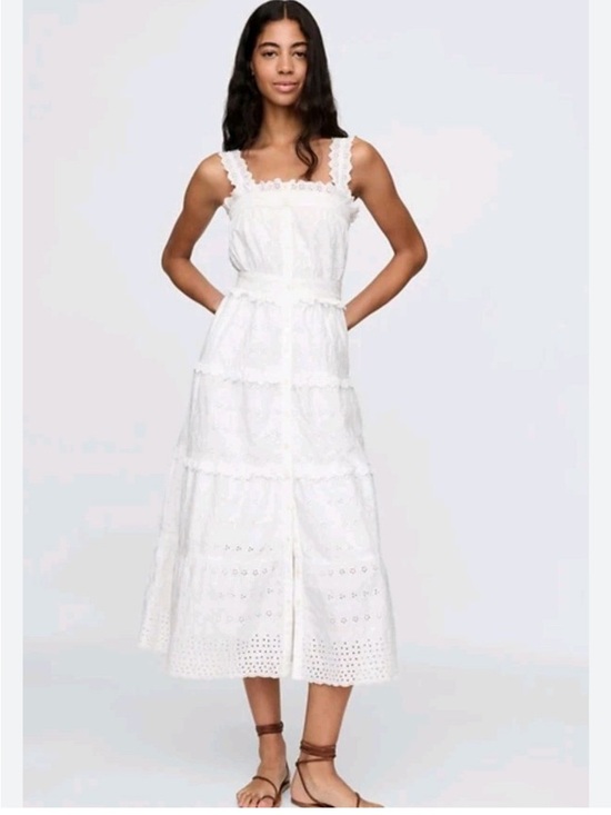 GAP Dresses & Skirts - NWT Doen x GAP White Eyelet Tiered Maxi Dress with Lace Straps size medium